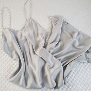 Vintage Nordstrom Intimates silver 100% silk slip